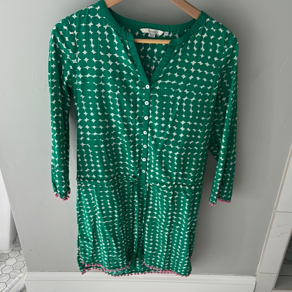 Boden Green and White Nightgown with Polka Dots